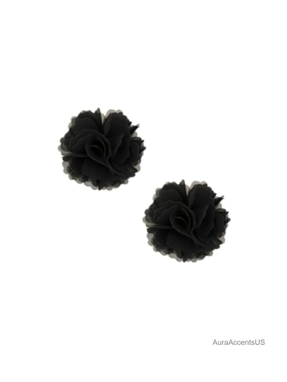 Chiffon Ribbon Rose Shoe Clips Pair Alloy Clasp